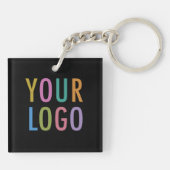 Porte-clés QR Code noir en acrylique avec logo car (Dos)