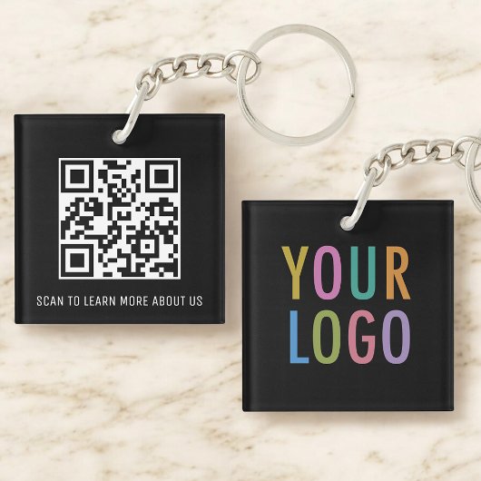 Porte-clés QR Code noir en acrylique avec logo car