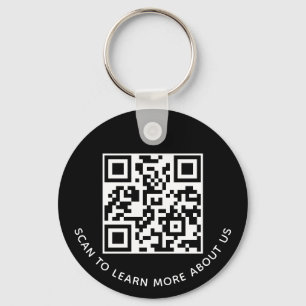 Porte-clés QR Code Noir en Aluminium Rond Personna