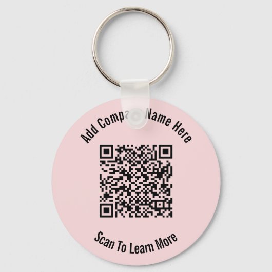 Porte-clés QR Code noir et rose clair Modèle d'entreprise (Recto)
