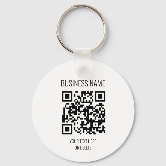 Porte-clés QR Code Professionnel Blanc Nom commercial Cercle (Recto)