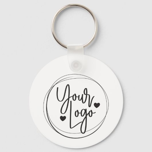 Porte-clés QR Code Professionnel Blanc Nom commercial Cercle (Verso)