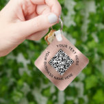 Porte-clés QR Code promotionnel Rose Gold<br><div class="desc">Élégant porte - clé promotionnel pour votre entreprise ou organisation avec un rose brossé faux arrière - plan métallique en or. Ajoutez votre code ou logo QR et deux lignes de texte personnalisé,  comme votre nom d'entreprise,  votre slogan,  merci,  ou laissez vide.</div>