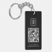 Porte-clés QR noir | Conception de logo d'entreprise professi (Devant gauche)