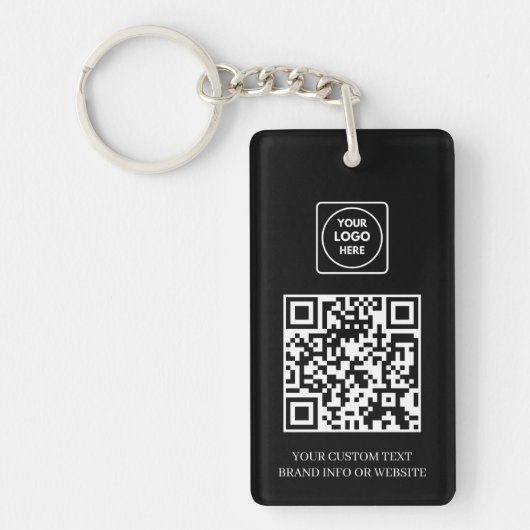 Porte-clés QR noir | Conception de logo d'entreprise professi (Devant)