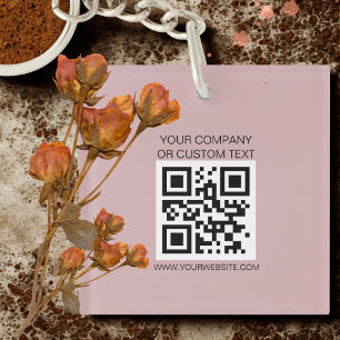 Porte-clés QRcode nom de société noire, texte personnalisé, s