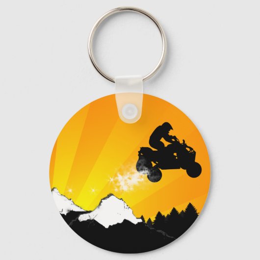 Porte-clés quads. coucher de soleil orange. (Recto)