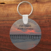 Porte-clés Quai et coucher du soleil - Oak Island, NC (Recto)