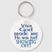 Porte-clés Quand Dieu m'a fait Humour (Verso)