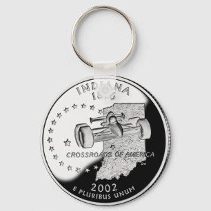 Porte-clés Quartier d'état de Indiana Reverse Side Faux