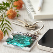 Porte-clés Quartz cristal pierre nature roche minéral turquoi (Devant Droit)