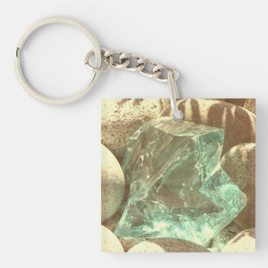 Porte-clés quartz vert pierre nature roche cristal minéral (Devant)