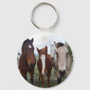 Porte-clés Quatre Amis De Cheval De Différentes races,
