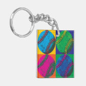 Porte-clés Quatre base-ball dans différentes couleurs (Devant gauche)