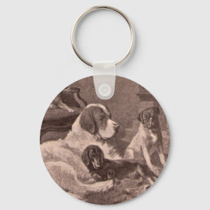 Porte-clés Quatre Chiens au coin de la cheminée
