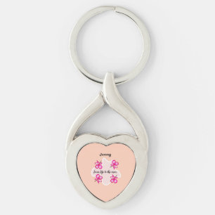 Porte-clés Quatre fleurs roses florales