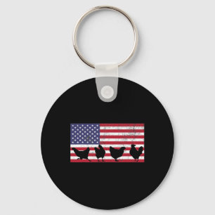 Porte-clés Quatre Juillet 4ème Poulet Poule Ferme Drapeau Amé