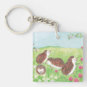 Porte-clés Quatre petits hérissons dans la prairie