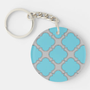 Porte-clés Quatrefoil bleu et gris
