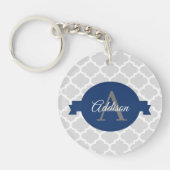 Porte-clés Quatrefoil bleu personnalisé (Devant)