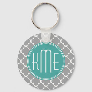 Porte-clés Quatrefoil gris avec le monogramme de menthe de