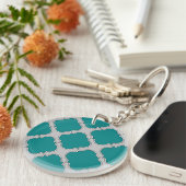 Porte-clés Quatrefoil turquoise et gris (Devant droit)