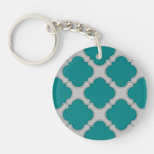 Porte-clés Quatrefoil turquoise et gris