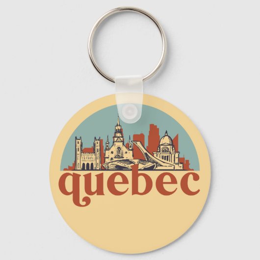 Porte-clés Québec Canada Retro City Skyline Cityscape Art (Recto)