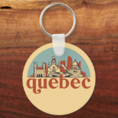 Porte-clés Québec Canada Retro City Skyline Cityscape Art (Recto)
