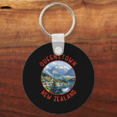 Porte-clés Queenstown New Zealand Retro Distressed Circle  (Recto)