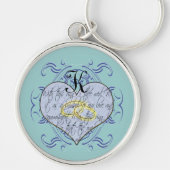 Porte-clés Quelque chose de bleu Monogramme Mariage Vow Heart (Devant)