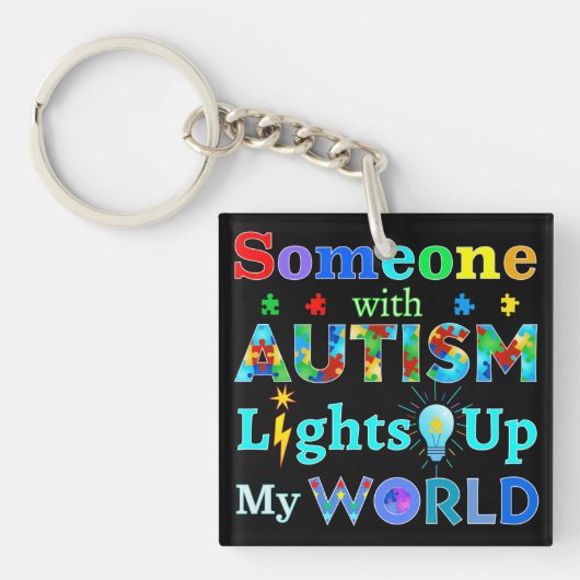 Porte-clés Quelqu'un avec AUTISM éclaire mon monde (Devant)