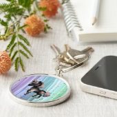 Porte-clés Queue noire Unicorne violette rose (Côté)