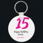 Porte-clés quiencenera 15e anniversaire ajouter date année te<br><div class="desc">conception modifiable</div>