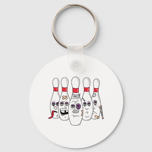 Porte-clés Quilles de bowling amochées drôles (Recto)
