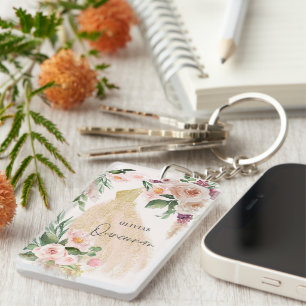 Porte-clés Quinceañera Robe rose girly robe florale anniversa