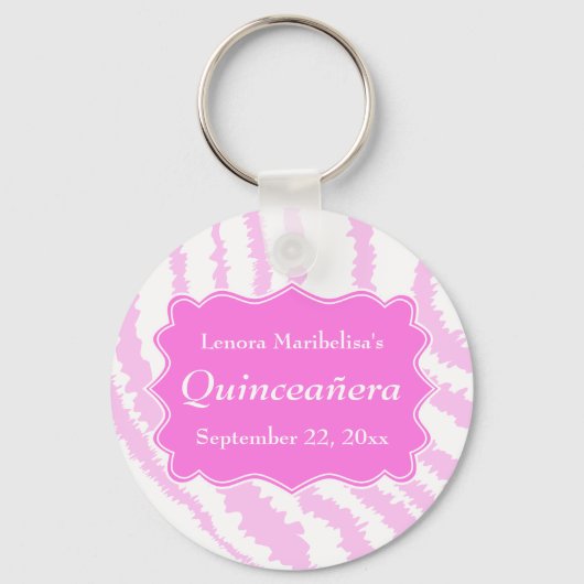 Porte-clés Quinceanera rose Zebra Motif d'impression (Recto)