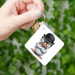 Porte-clés Quirky Duck Portrait avec lunettes et Casquette