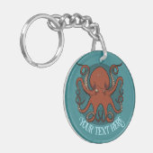 Porte-clés Quirky Red Octopus Artwork Personalized Design (Devant gauche)