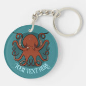 Porte-clés Quirky Red Octopus Artwork Personalized Design (Dos)