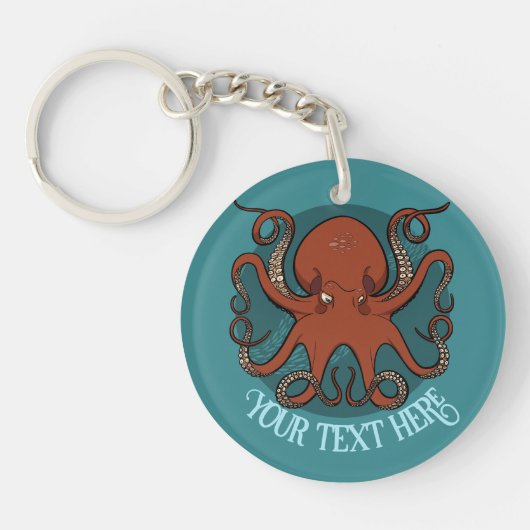 Porte-clés Quirky Red Octopus Artwork Personalized Design (Devant)