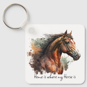 Porte-clés Quote de cheval Aquarelle photo personnalisée équi