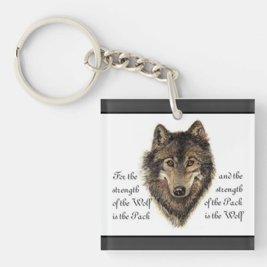 Porte-clés Quote de loup d'aquarelle et pack famille (Devant)