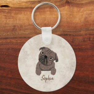 Porte-clés Qu'y a-t-il dans un Carlin-chien de Pugaccino-Cute