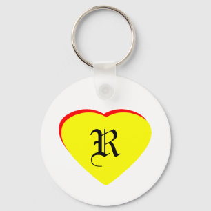 Porte-clés "R" Coeur Jaune Rouge Faire-part de mariage Le MUS