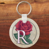 Porte-clés R pour le monogramme de fleurs Roses (Recto)
