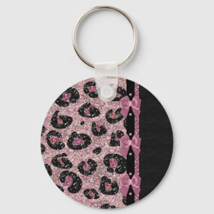 Porte-clés RAB Rockabilly Pink Leopard Print Ribbon Bows