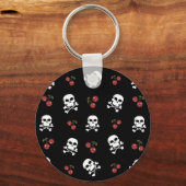 Porte-clés RAB Rockabilly Skuls et Cerises sur Noir (Recto)