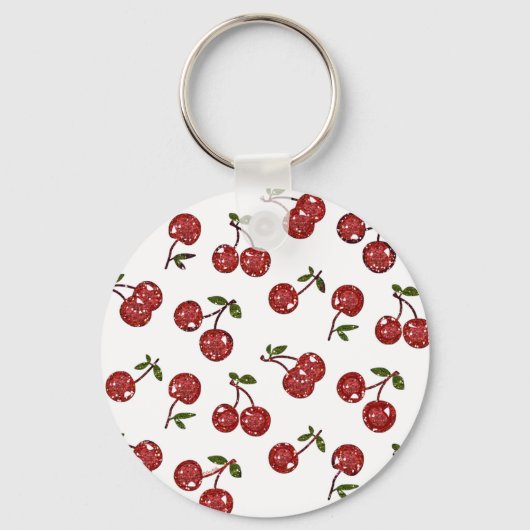 Porte-clés RAB Rockabilly très cerise cerises sur blanc (Recto)