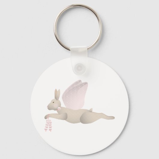 Porte-clés Rabbit Ange Tan Avec Ailes Roses (Recto)
